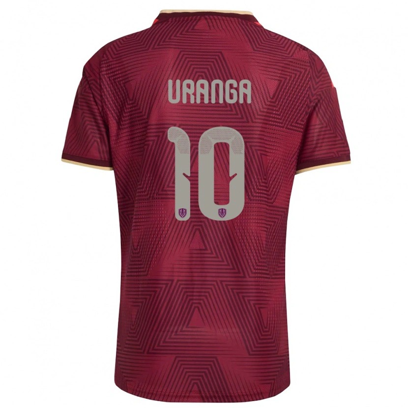 Danxen Hombre Camiseta Venezuela David Uranga #10 Borgoña Oro Amarillo 1ª Equipación 26-28 La Camisa
