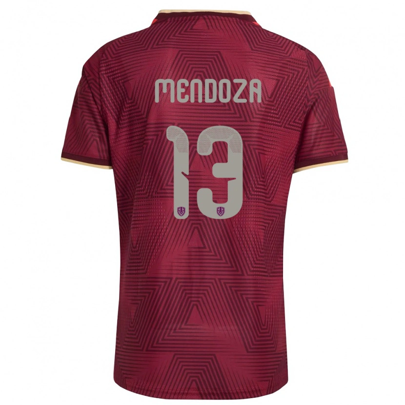 Danxen Hombre Camiseta Venezuela José Mendoza #13 Borgoña Oro Amarillo 1ª Equipación 26-28 La Camisa