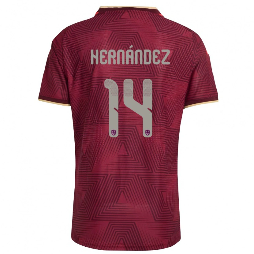 Danxen Hombre Camiseta Venezuela José Hernández #14 Borgoña Oro Amarillo 1ª Equipación 26-28 La Camisa