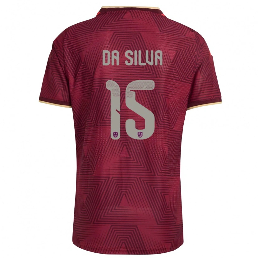 Danxen Hombre Camiseta Venezuela Cesar Da Silva #15 Borgoña Oro Amarillo 1ª Equipación 26-28 La Camisa