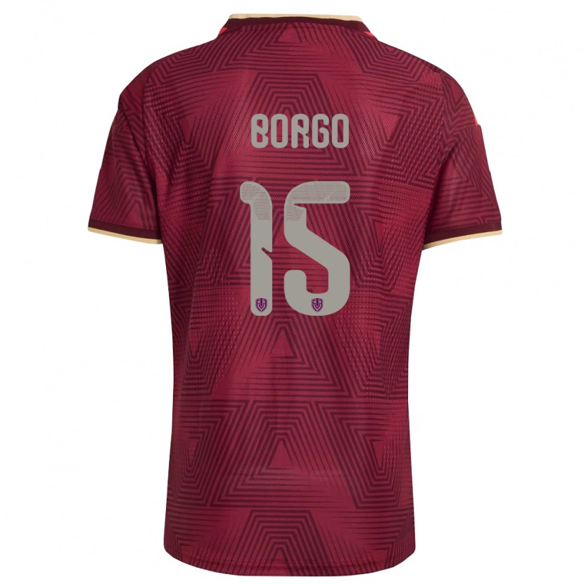 Danxen Hombre Camiseta Venezuela Ángel Borgo #15 Borgoña Oro Amarillo 1ª Equipación 26-28 La Camisa