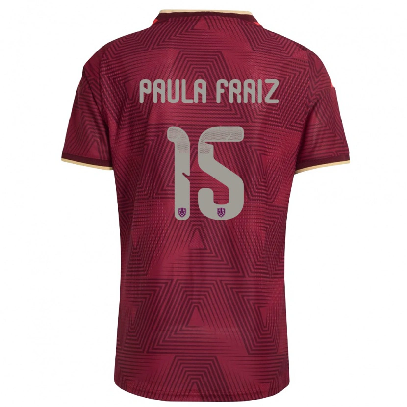 Danxen Hombre Camiseta Venezuela Ana Paula Fraiz #15 Borgoña Oro Amarillo 1ª Equipación 26-28 La Camisa