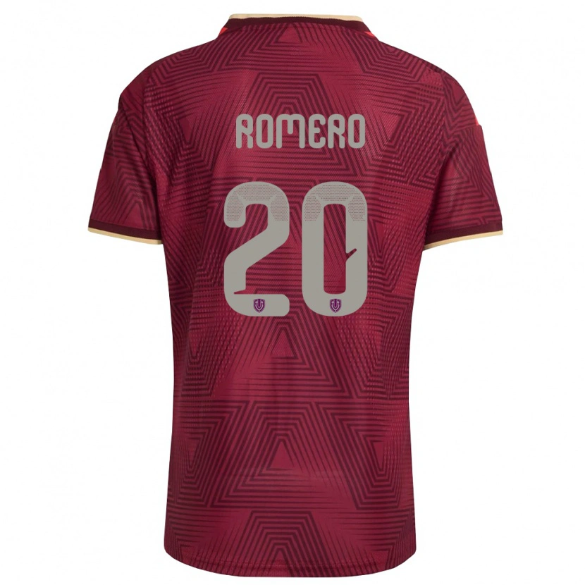 Danxen Hombre Camiseta Venezuela Andrés Romero #20 Borgoña Oro Amarillo 1ª Equipación 26-28 La Camisa