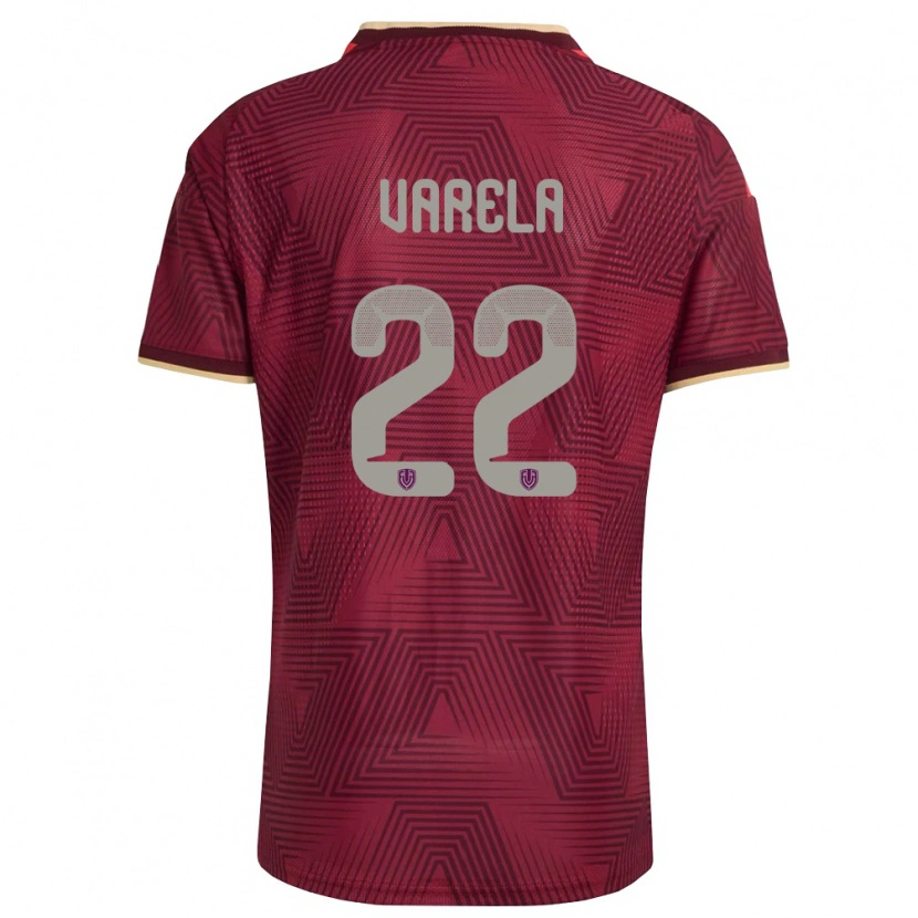 Danxen Hombre Camiseta Venezuela Cristopher Varela #22 Borgoña Oro Amarillo 1ª Equipación 26-28 La Camisa