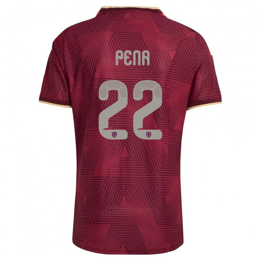 Danxen Hombre Camiseta Venezuela Lewuis Peña #22 Borgoña Oro Amarillo 1ª Equipación 26-28 La Camisa
