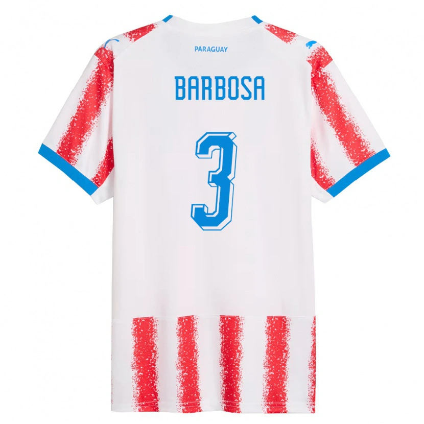 Danxen Hombre Camiseta Paraguay Camila Barbosa #3 Blanco Rojo Azul 1ª Equipación 26-28 La Camisa