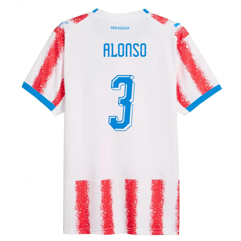 Danxen Hombre Camiseta Paraguay Lorena Alonso #3 Blanco Rojo Azul 1ª Equipación 26-28 La Camisa