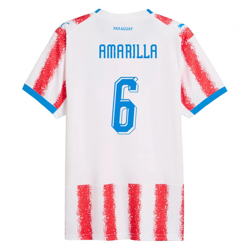 Danxen Hombre Camiseta Paraguay Imanol Amarilla #6 Blanco Rojo Azul 1ª Equipación 26-28 La Camisa