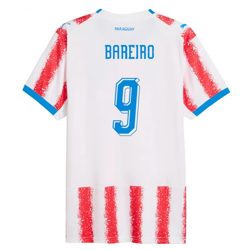 Danxen Hombre Camiseta Paraguay Adam Bareiro #9 Blanco Rojo Azul 1ª Equipación 26-28 La Camisa