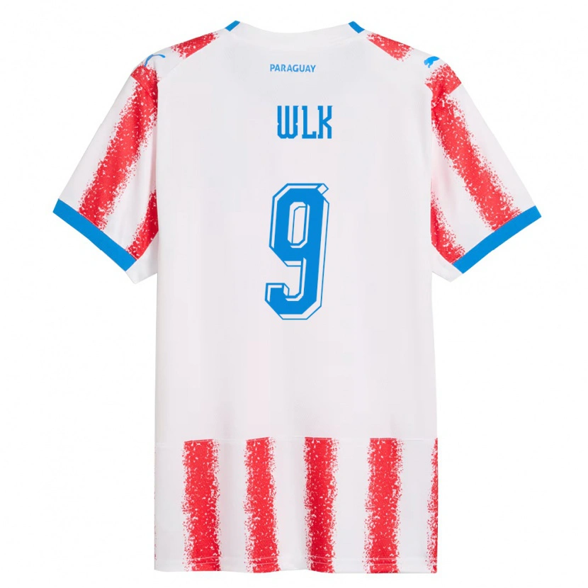 Danxen Hombre Camiseta Paraguay Allan Wlk #9 Blanco Rojo Azul 1ª Equipación 26-28 La Camisa