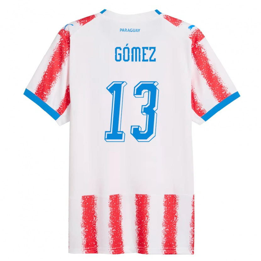 Danxen Hombre Camiseta Paraguay Giovanni Gómez #13 Blanco Rojo Azul 1ª Equipación 26-28 La Camisa