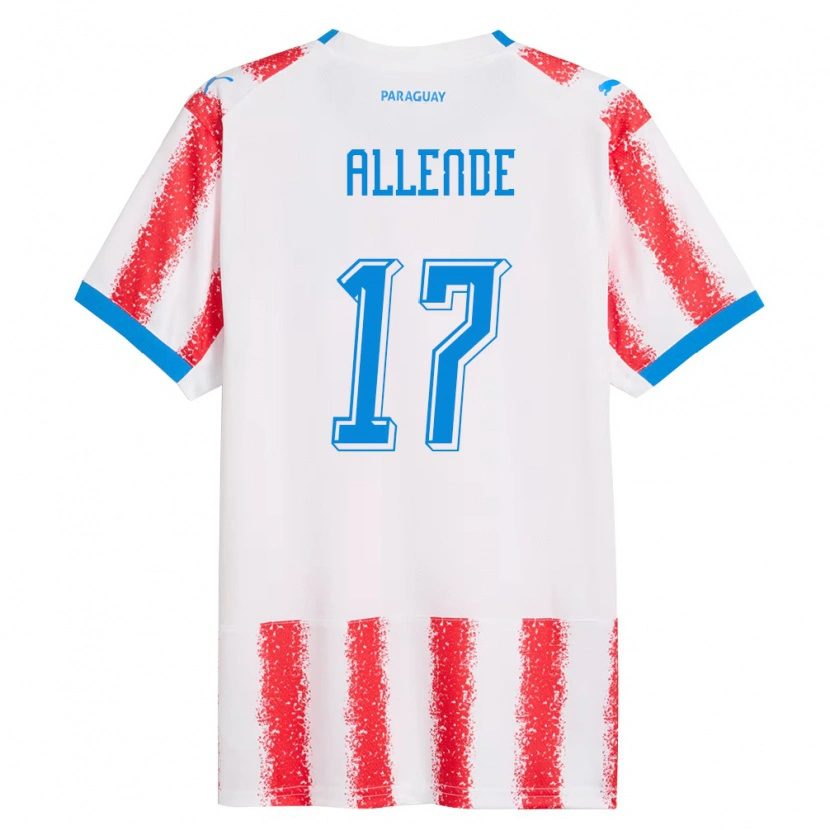 Danxen Hombre Camiseta Paraguay Félix Allende #17 Blanco Rojo Azul 1ª Equipación 26-28 La Camisa