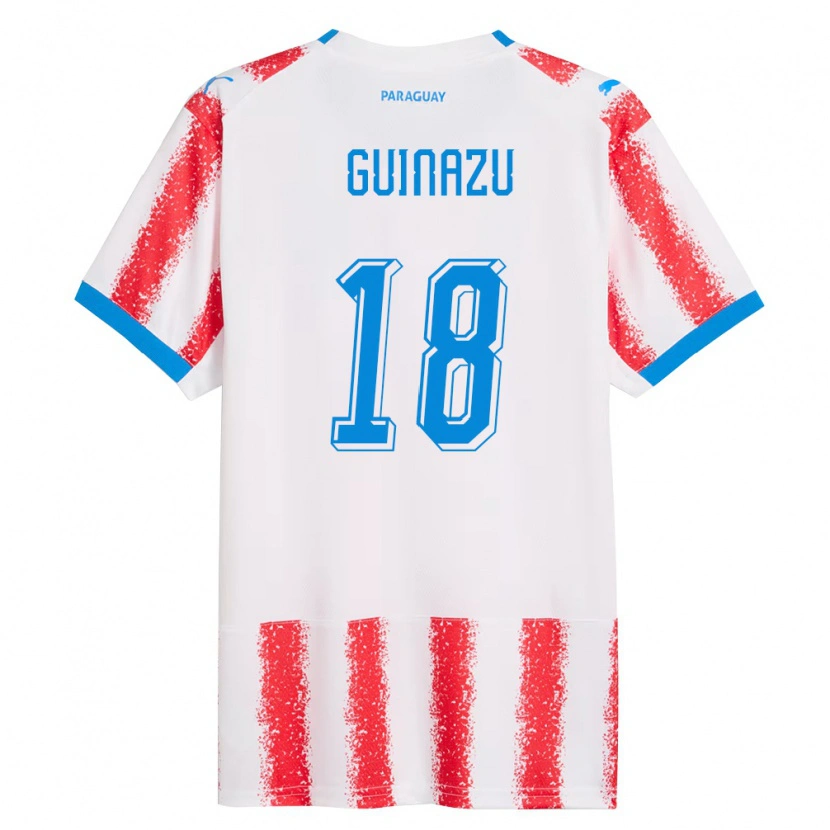 Danxen Hombre Camiseta Paraguay Lucas Guiñazú #18 Blanco Rojo Azul 1ª Equipación 26-28 La Camisa