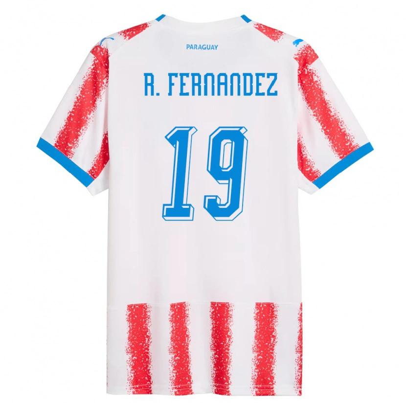 Danxen Hombre Camiseta Paraguay Rebeca Fernández #19 Blanco Rojo Azul 1ª Equipación 26-28 La Camisa