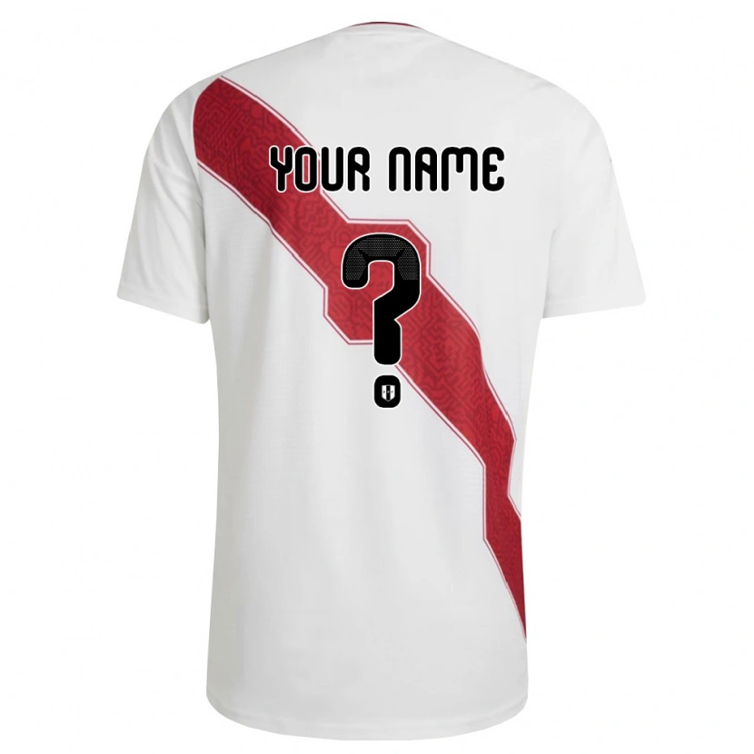 Danxen Hombre Camiseta Perú Su Nombre #0 Blanco Rojo Negro 1ª Equipación 26-28 La Camisa