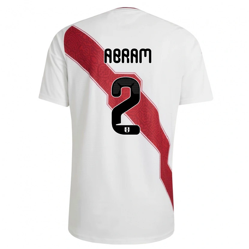 Danxen Hombre Camiseta Perú Luis Abram #2 Blanco Rojo Negro 1ª Equipación 26-28 La Camisa