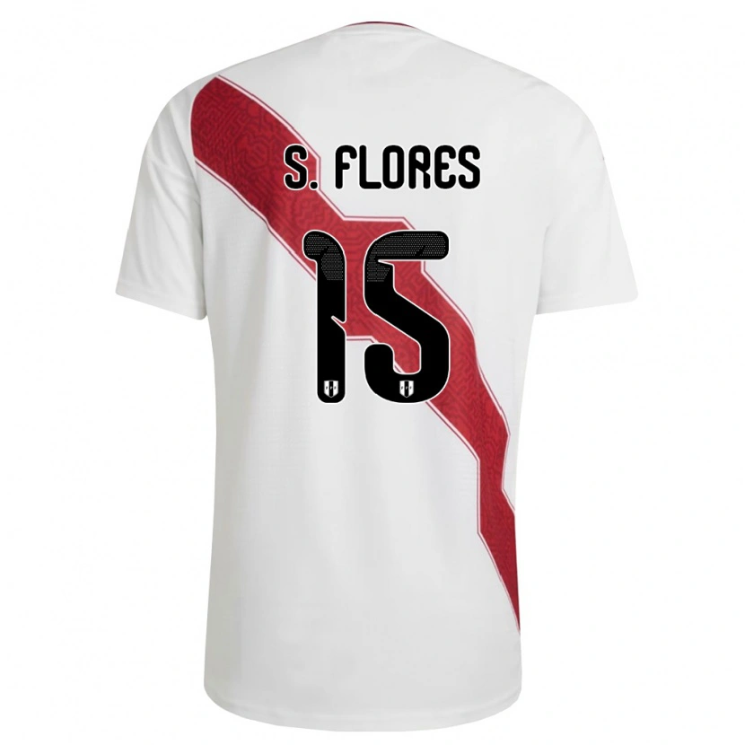 Danxen Hombre Camiseta Perú Scarleth Flores #15 Blanco Rojo Negro 1ª Equipación 26-28 La Camisa