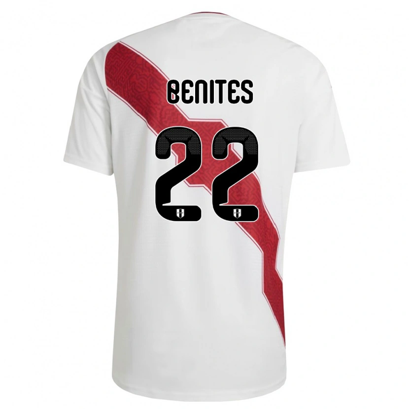 Danxen Hombre Camiseta Perú Jahil Benites #22 Blanco Rojo Negro 1ª Equipación 26-28 La Camisa
