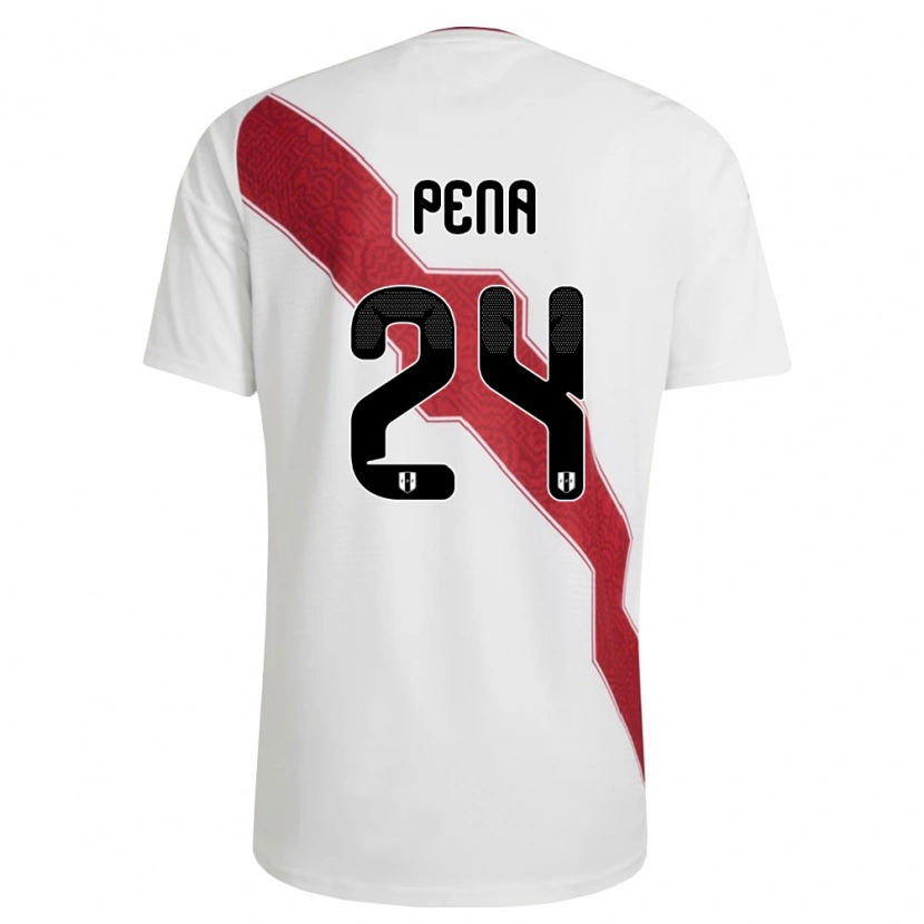 Danxen Hombre Camiseta Perú Luciano Pena #24 Blanco Rojo Negro 1ª Equipación 26-28 La Camisa