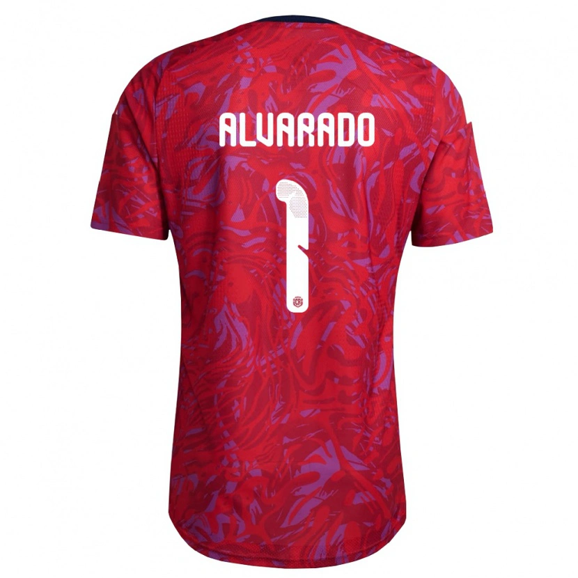Danxen Hombre Camiseta Costa Rica Esteban Alvarado #1 Rojo Púrpura Marino 1ª Equipación 26-28 La Camisa