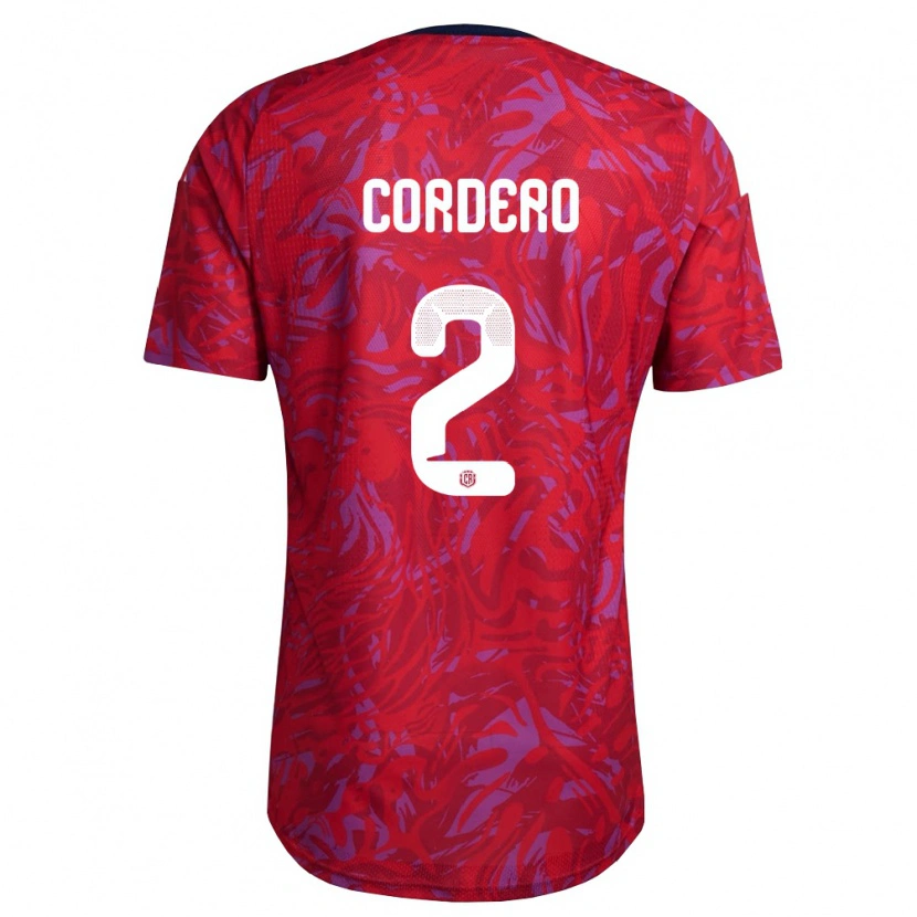 Danxen Hombre Camiseta Costa Rica Matías Cordero #2 Rojo Púrpura Marino 1ª Equipación 26-28 La Camisa