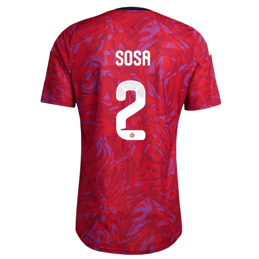 Danxen Hombre Camiseta Costa Rica Yerlan Sosa #2 Rojo Púrpura Marino 1ª Equipación 26-28 La Camisa