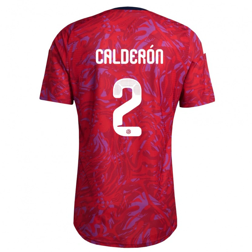 Danxen Hombre Camiseta Costa Rica Brayan Calderón #2 Rojo Púrpura Marino 1ª Equipación 26-28 La Camisa