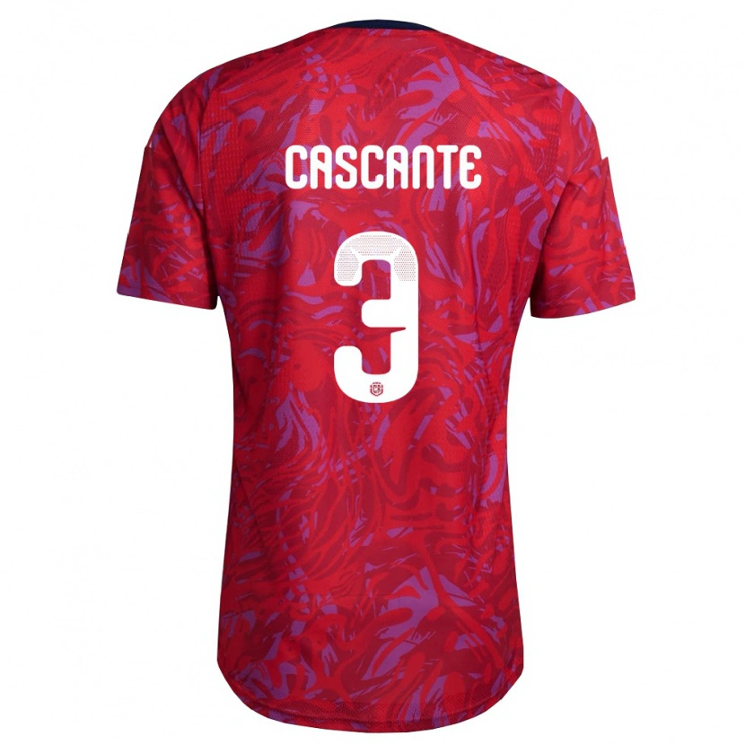 Danxen Hombre Camiseta Costa Rica Julio Cascante #3 Rojo Púrpura Marino 1ª Equipación 26-28 La Camisa