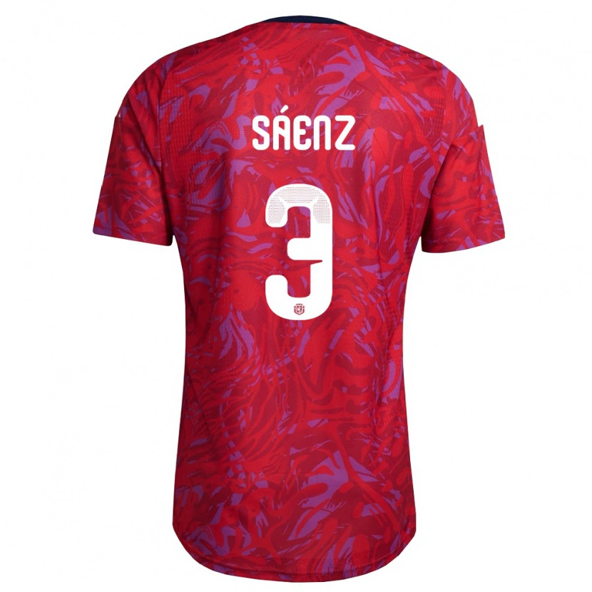 Danxen Hombre Camiseta Costa Rica Sleiner Sáenz #3 Rojo Púrpura Marino 1ª Equipación 26-28 La Camisa