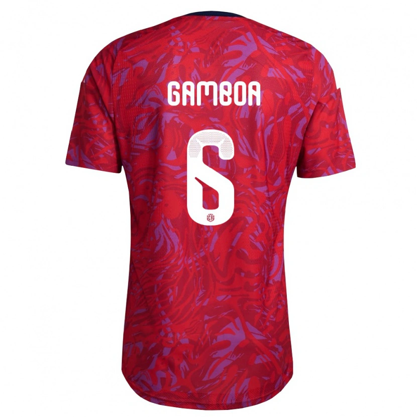 Danxen Hombre Camiseta Costa Rica Alexis Gamboa #6 Rojo Púrpura Marino 1ª Equipación 26-28 La Camisa