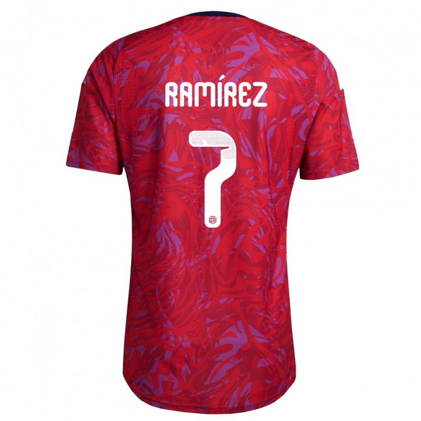 Danxen Hombre Camiseta Costa Rica Dylan Ramírez #7 Rojo Púrpura Marino 1ª Equipación 26-28 La Camisa