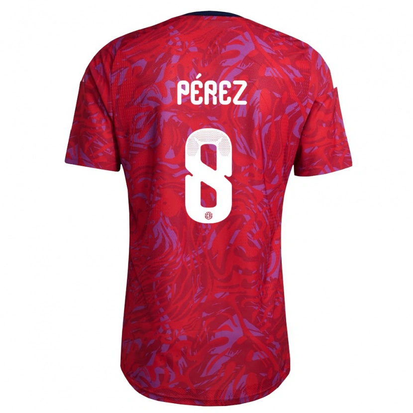 Danxen Hombre Camiseta Costa Rica Adriel Pérez #8 Rojo Púrpura Marino 1ª Equipación 26-28 La Camisa