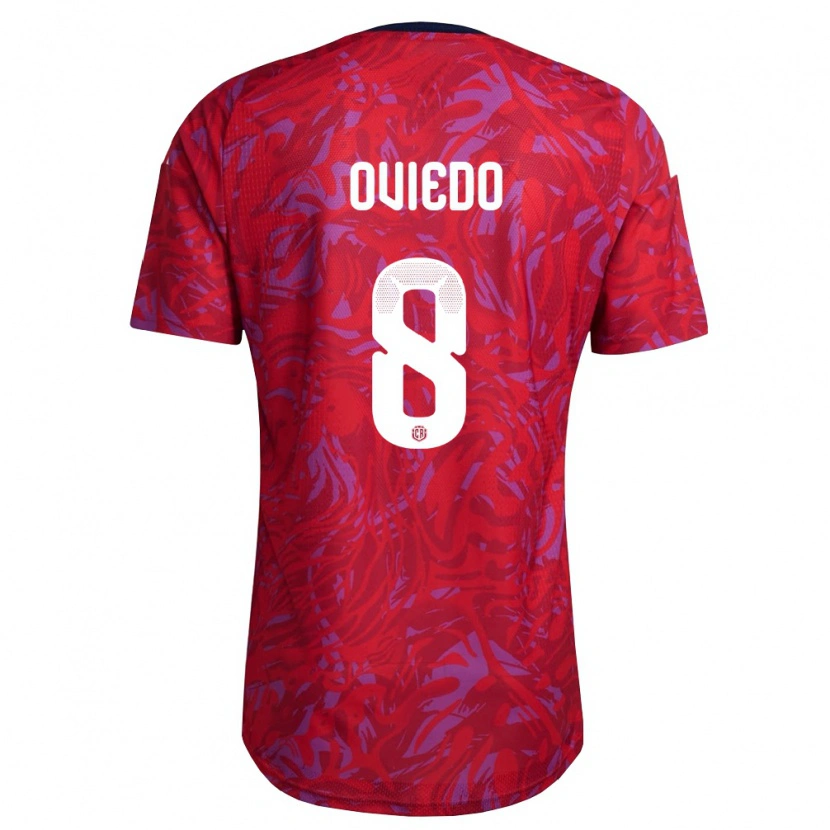 Danxen Hombre Camiseta Costa Rica Bryan Oviedo #8 Rojo Púrpura Marino 1ª Equipación 26-28 La Camisa