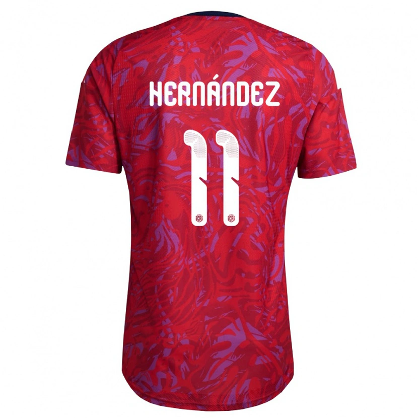 Danxen Hombre Camiseta Costa Rica Anthony Hernández #11 Rojo Púrpura Marino 1ª Equipación 26-28 La Camisa