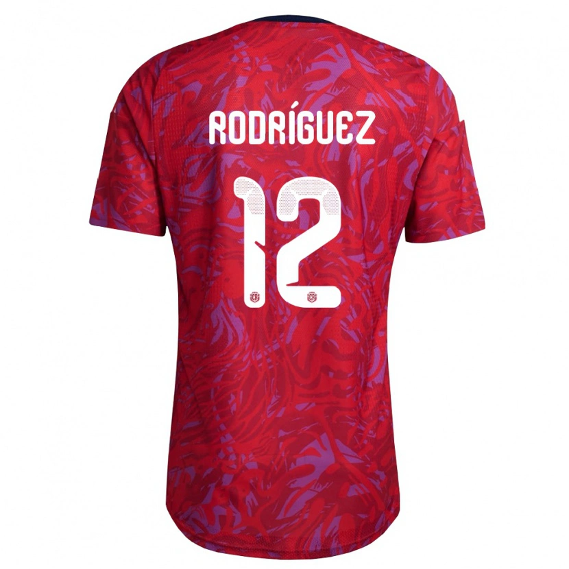Danxen Hombre Camiseta Costa Rica Lixy Rodriguez #12 Rojo Púrpura Marino 1ª Equipación 26-28 La Camisa
