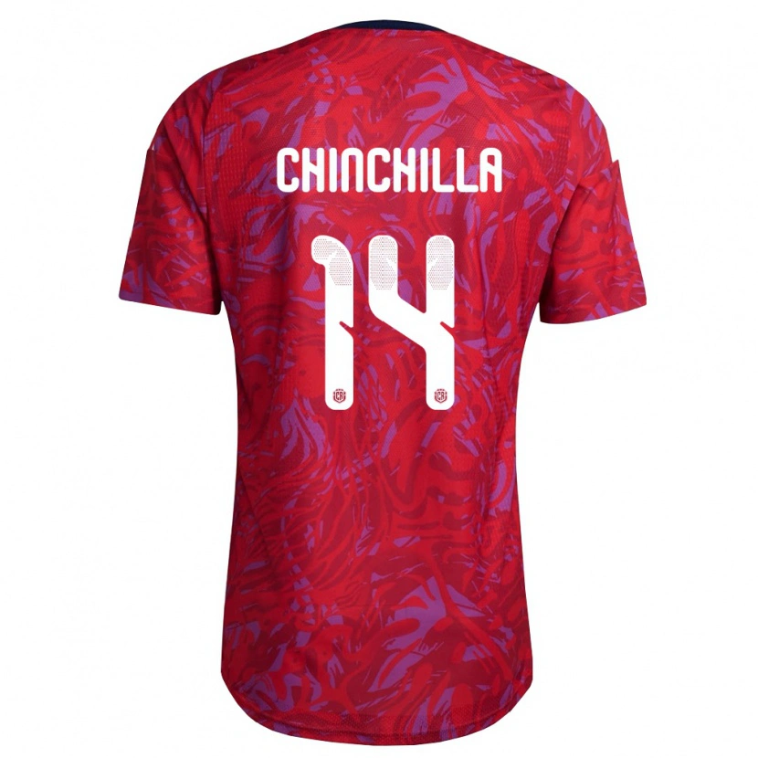 Danxen Hombre Camiseta Costa Rica Priscila Chinchilla #14 Rojo Púrpura Marino 1ª Equipación 26-28 La Camisa