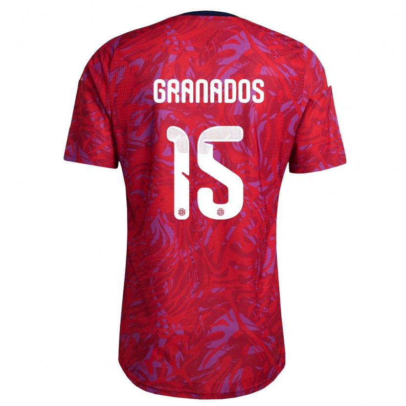 Danxen Hombre Camiseta Costa Rica Cristin Granados #15 Rojo Púrpura Marino 1ª Equipación 26-28 La Camisa