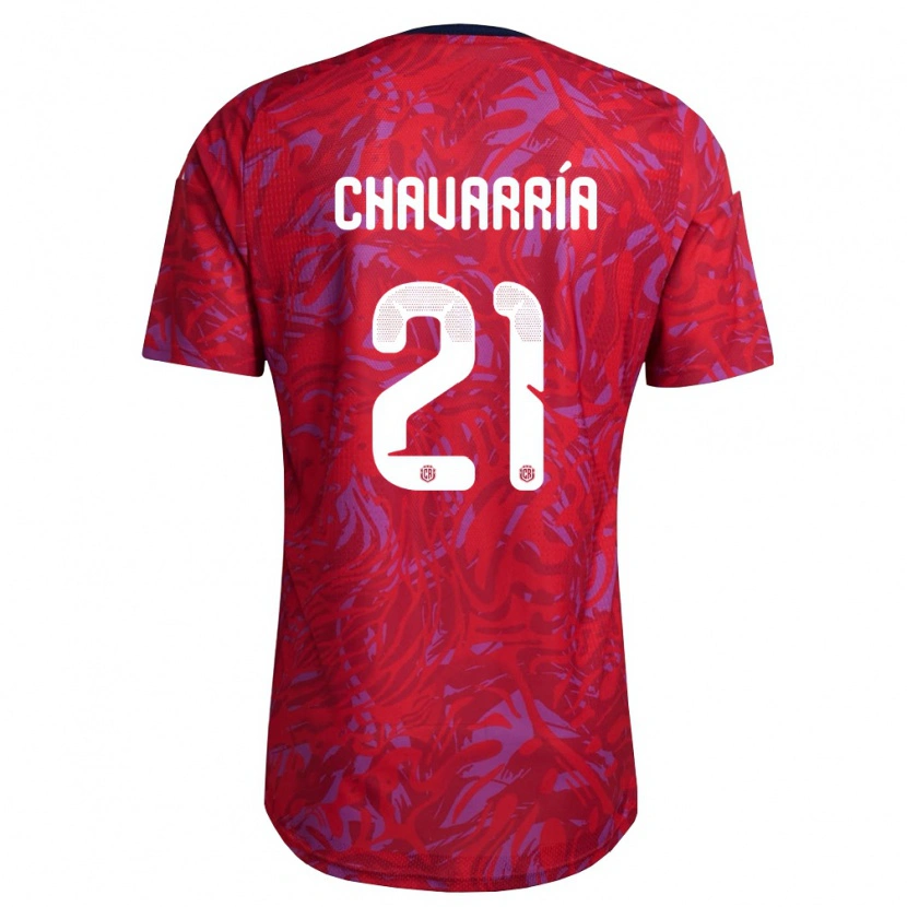 Danxen Hombre Camiseta Costa Rica Saúl Chavarría #21 Rojo Púrpura Marino 1ª Equipación 26-28 La Camisa