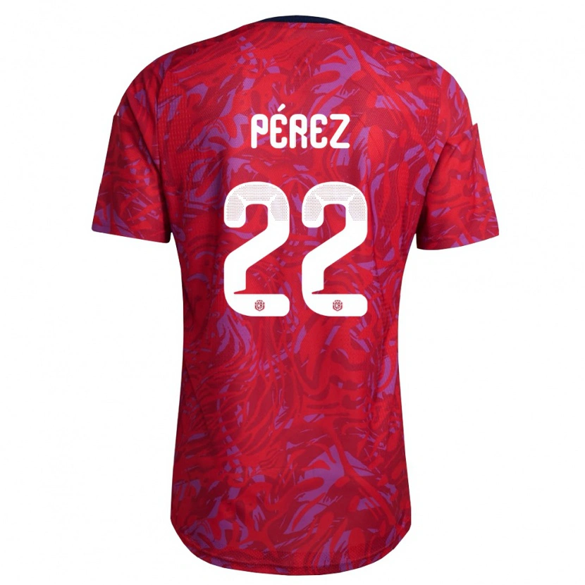 Danxen Hombre Camiseta Costa Rica Creichel Pérez #22 Rojo Púrpura Marino 1ª Equipación 26-28 La Camisa