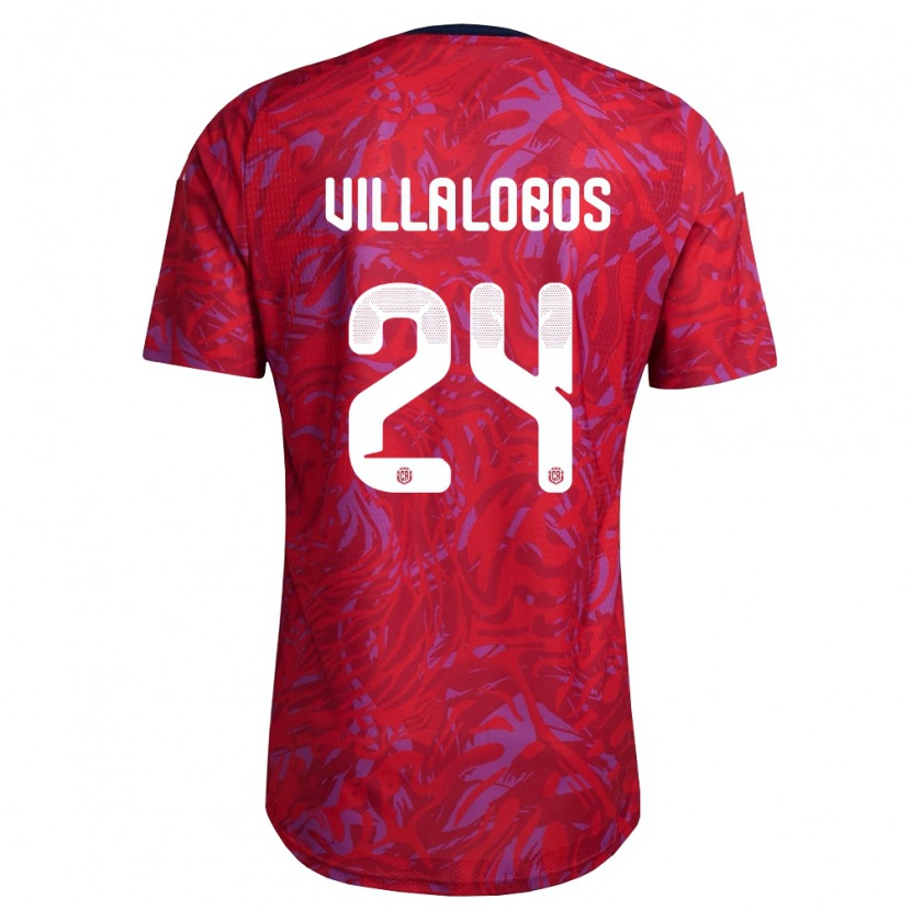 Danxen Hombre Camiseta Costa Rica Anthuan Villalobos #24 Rojo Púrpura Marino 1ª Equipación 26-28 La Camisa