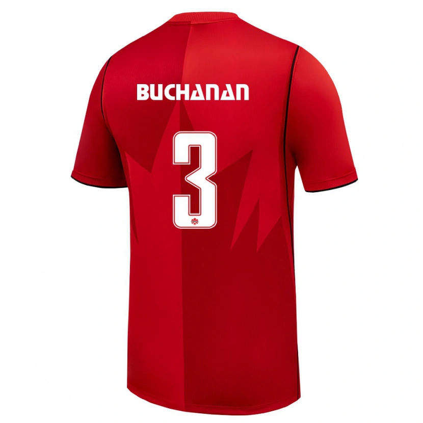 Danxen Hombre Camiseta Canadá Kadeisha Buchanan #3 Rojo Blanco 1ª Equipación 26-28 La Camisa