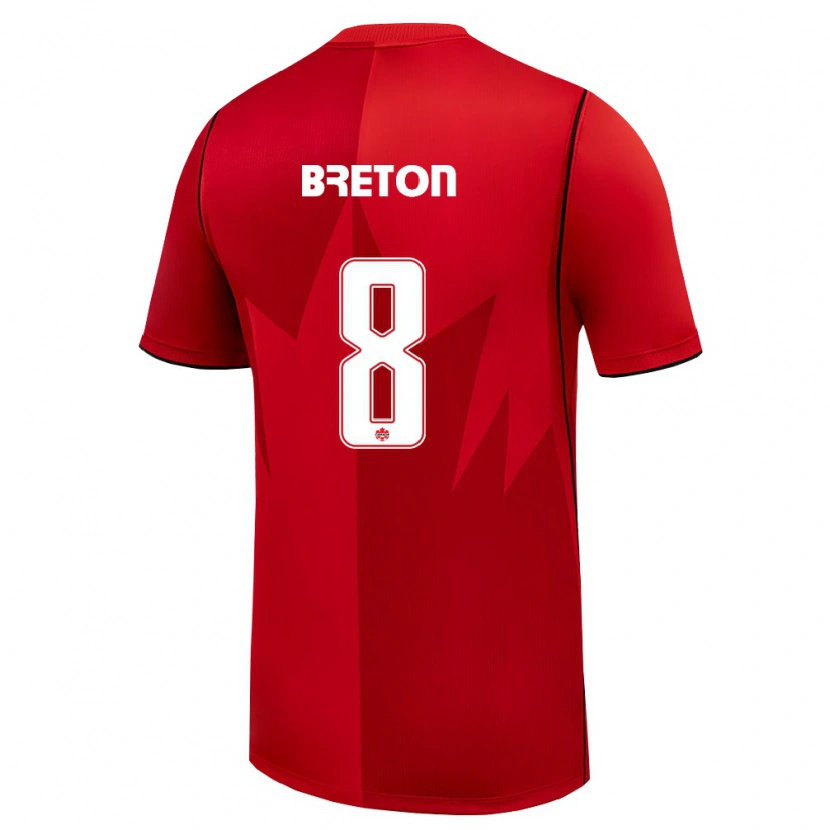 Danxen Hombre Camiseta Canadá Eloi Breton #8 Rojo Blanco 1ª Equipación 26-28 La Camisa