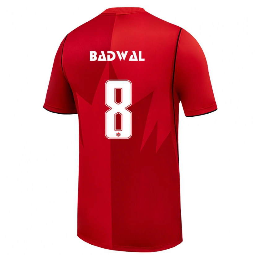 Danxen Hombre Camiseta Canadá Jeevan Badwal #8 Rojo Blanco 1ª Equipación 26-28 La Camisa