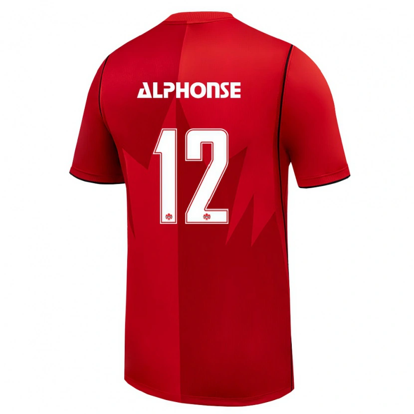 Danxen Hombre Camiseta Canadá Jefferson Alphonse #12 Rojo Blanco 1ª Equipación 26-28 La Camisa