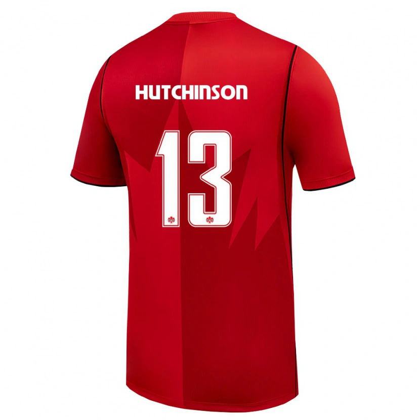 Danxen Hombre Camiseta Canadá Atiba Hutchinson #13 Rojo Blanco 1ª Equipación 26-28 La Camisa