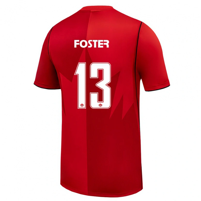 Danxen Hombre Camiseta Canadá Rylee Foster #13 Rojo Blanco 1ª Equipación 26-28 La Camisa