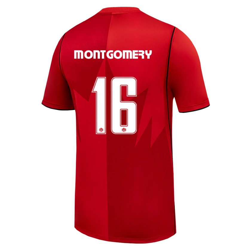 Danxen Hombre Camiseta Canadá Callum Montgomery #16 Rojo Blanco 1ª Equipación 26-28 La Camisa