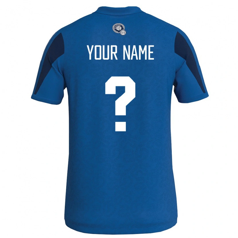 Danxen Hombre Camiseta El Salvador Su Nombre #0 Azul Marino 1ª Equipación 26-28 La Camisa