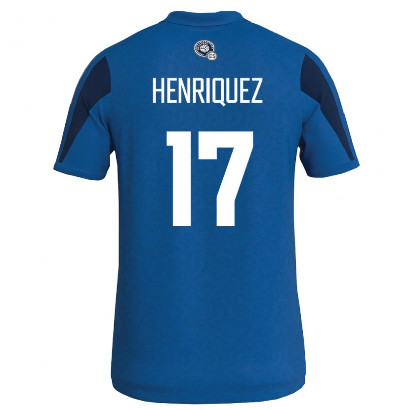 Danxen Hombre Camiseta El Salvador Jairo Henríquez #17 Azul Marino 1ª Equipación 26-28 La Camisa