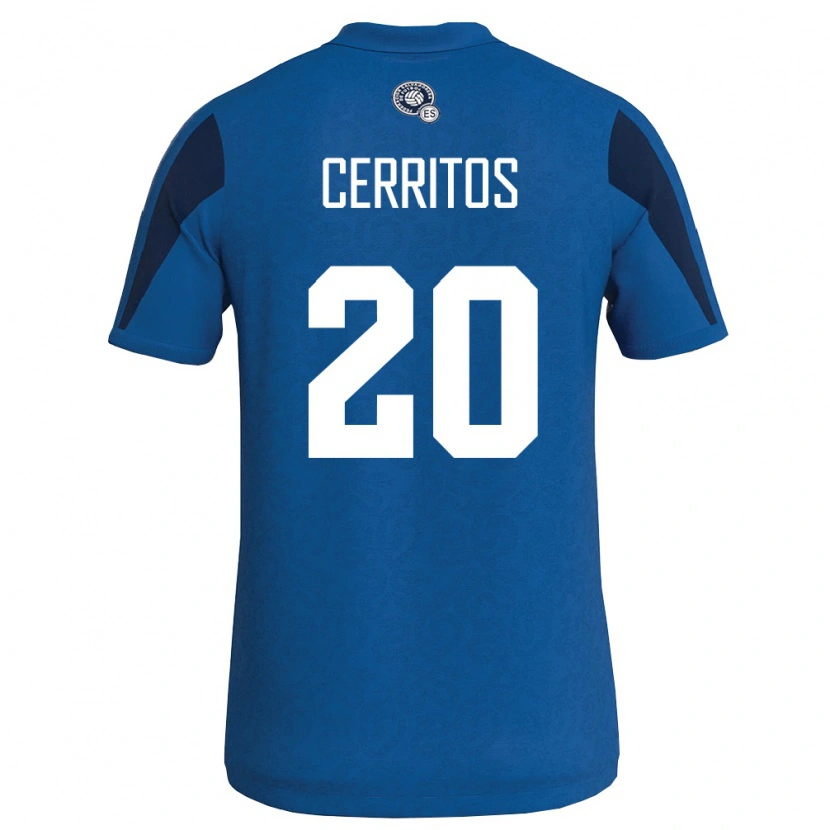 Danxen Hombre Camiseta El Salvador Mauricio Cerritos #20 Azul Marino 1ª Equipación 26-28 La Camisa